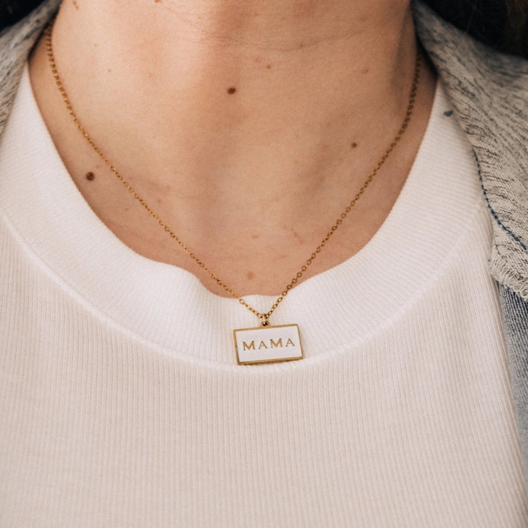 Mama Pendant with White and Gold