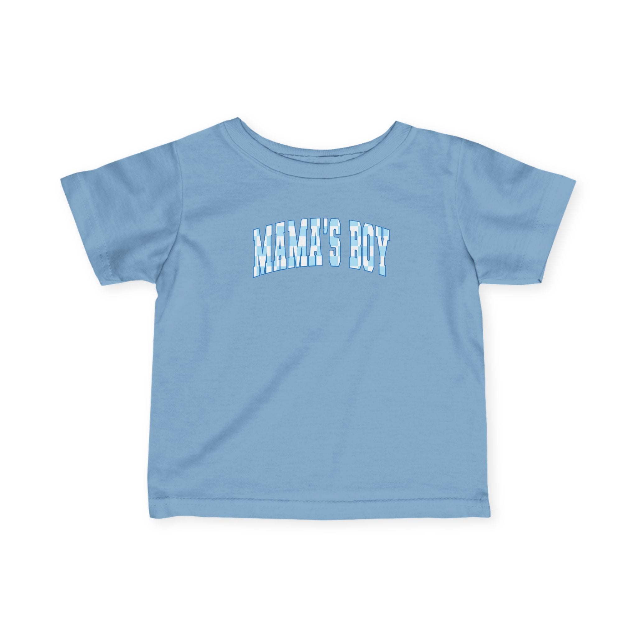 Blue Checkered Mama's Boy Infant Tee