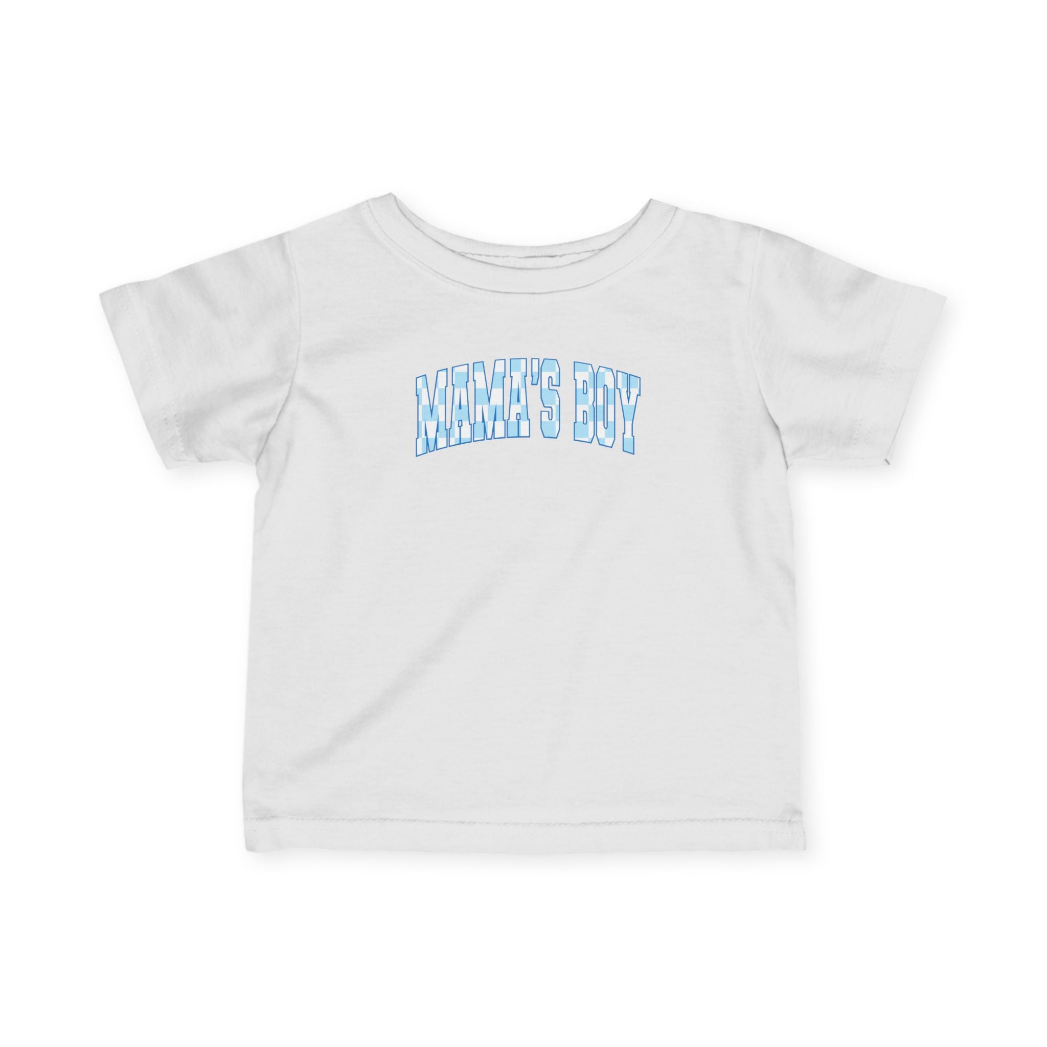 Blue Checkered Mama's Boy Infant Tee