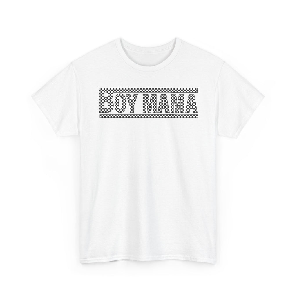 Black Checkered Boy Mom Tee