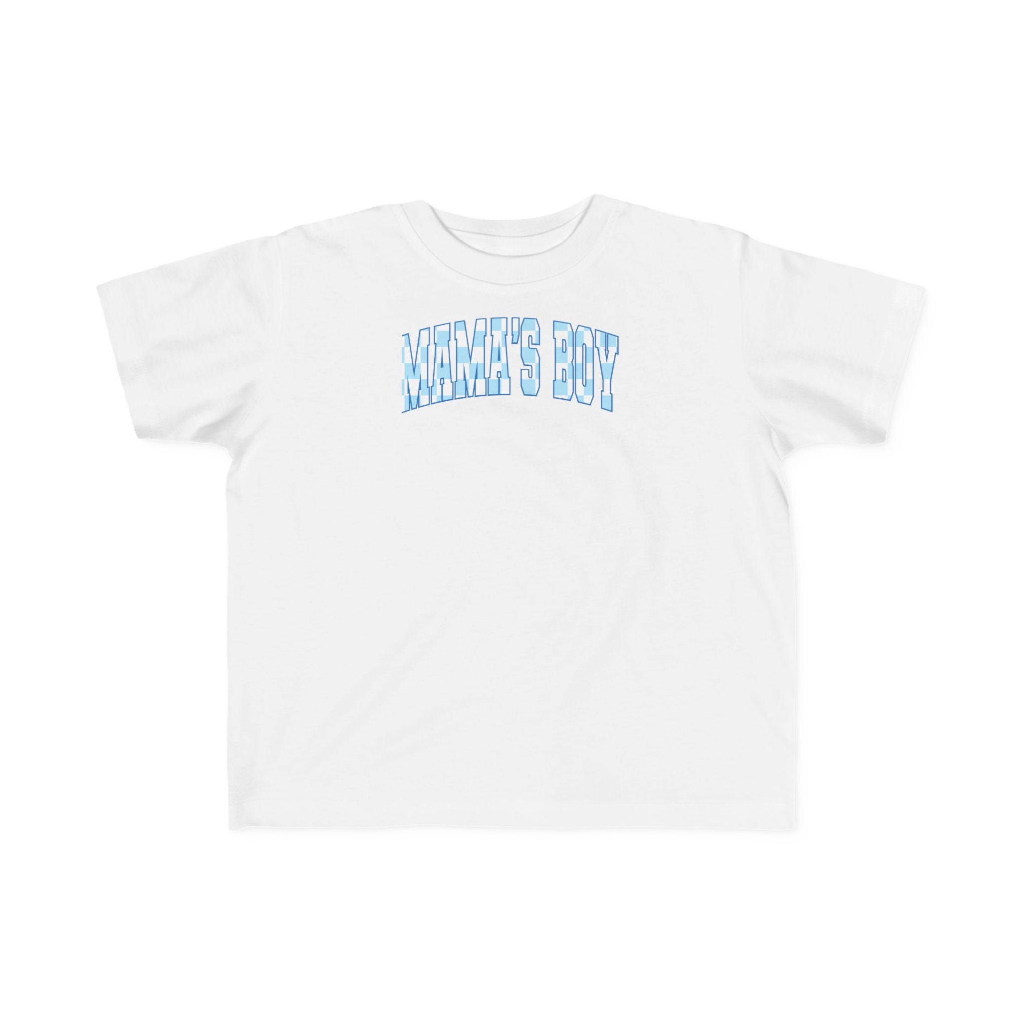 Blue Checkered Mama's Boy Toddler Tee