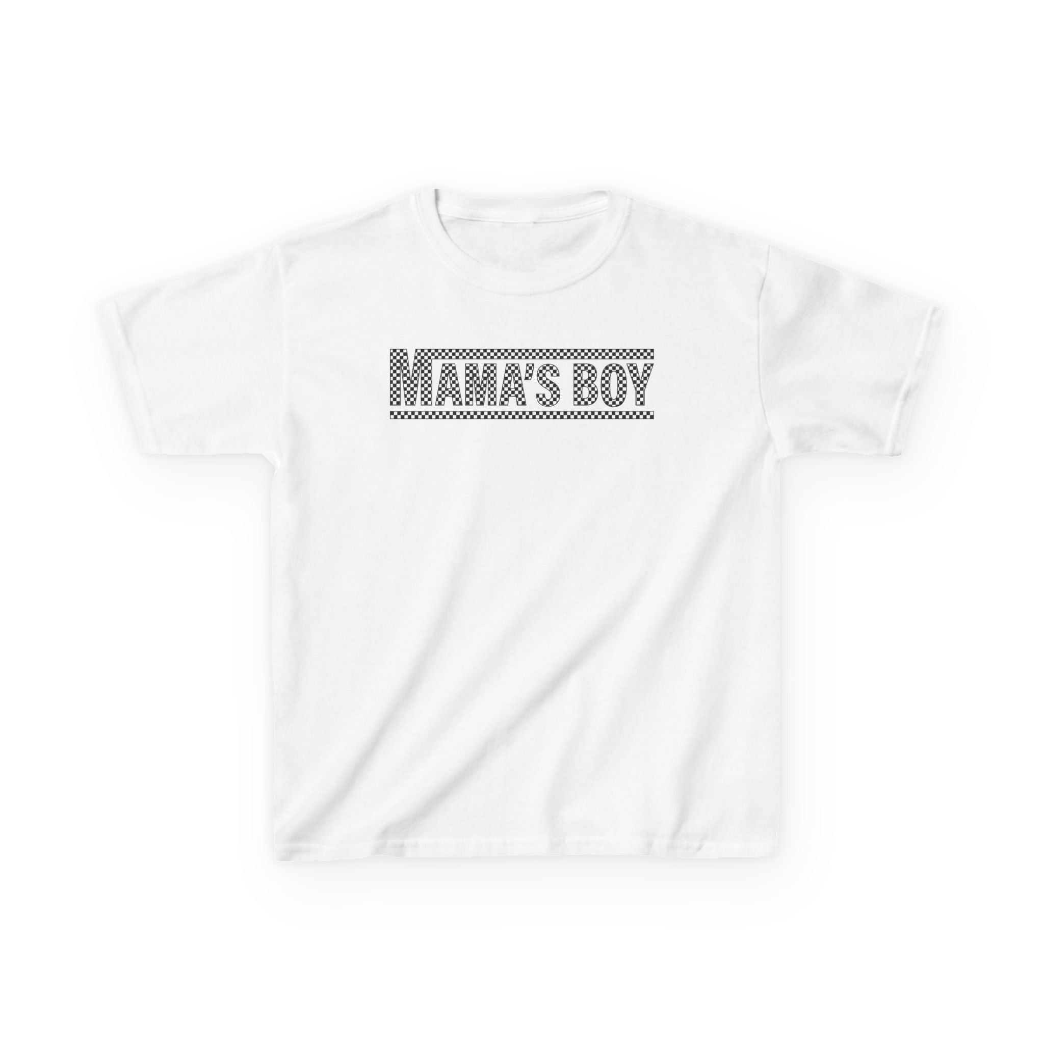 Black Checkered Mama's Boy Youth Tee