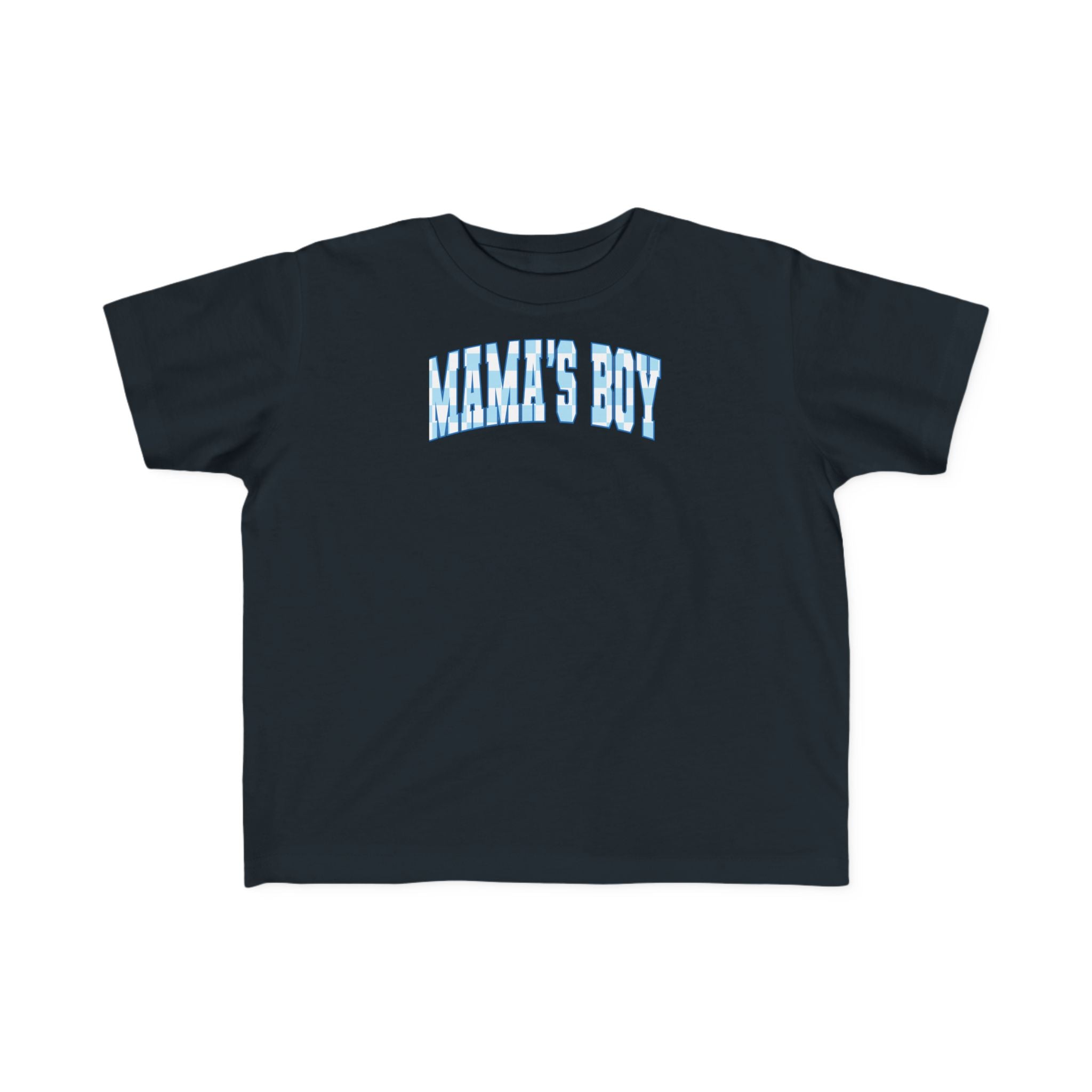 Blue Checkered Mama's Boy Toddler Tee