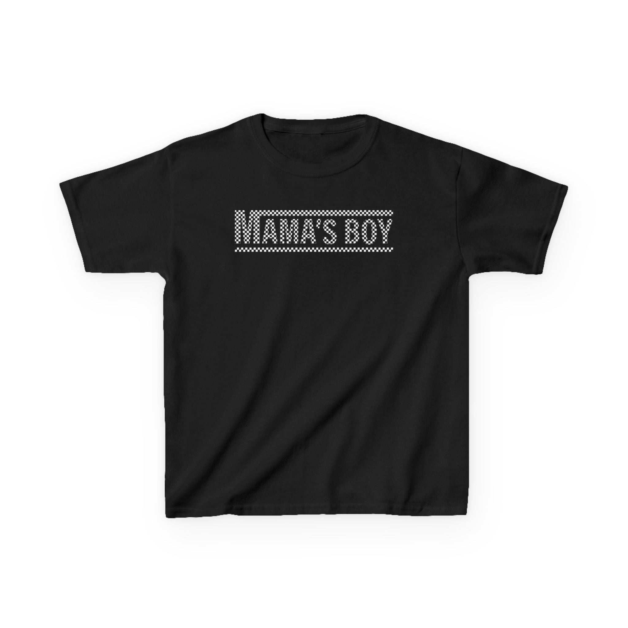 Black Checkered Mama's Boy Youth Tee