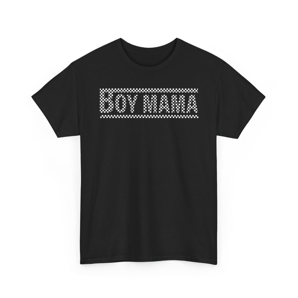 Black Checkered Boy Mom Tee
