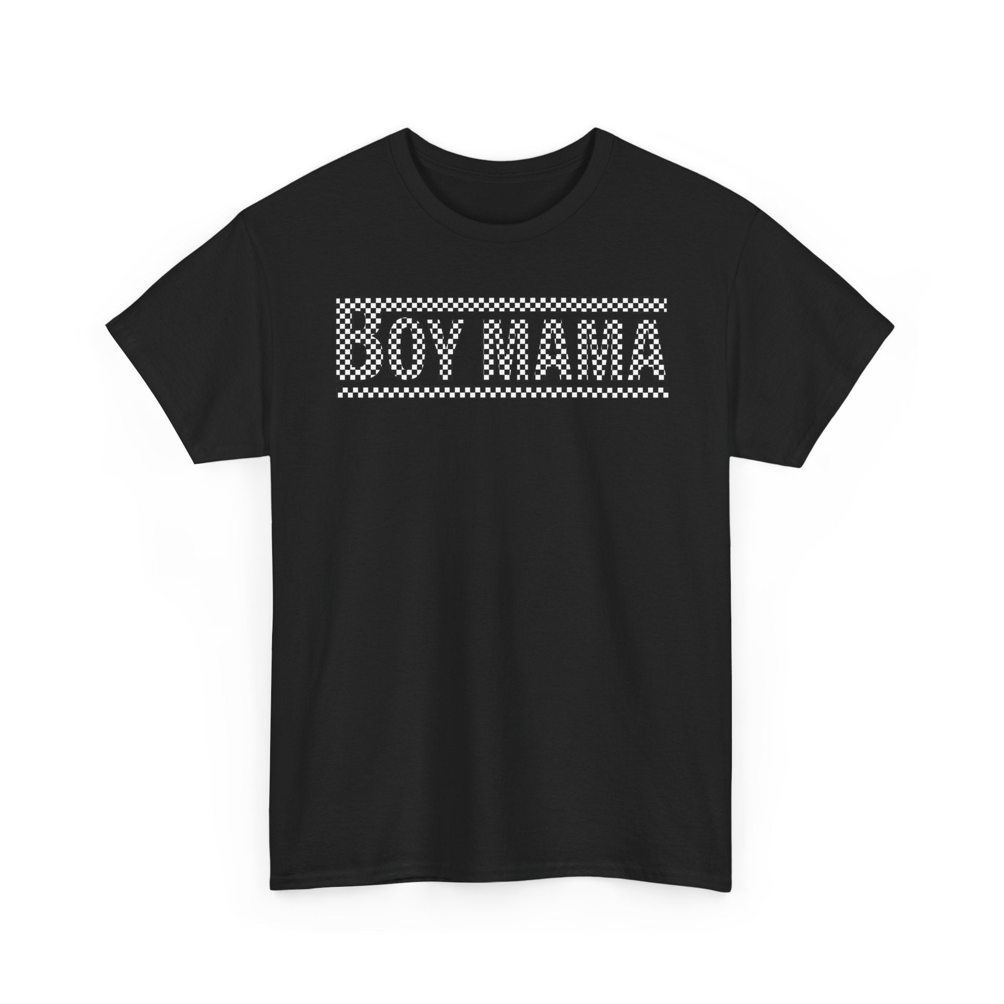 Black Checkered Boy Mom Tee