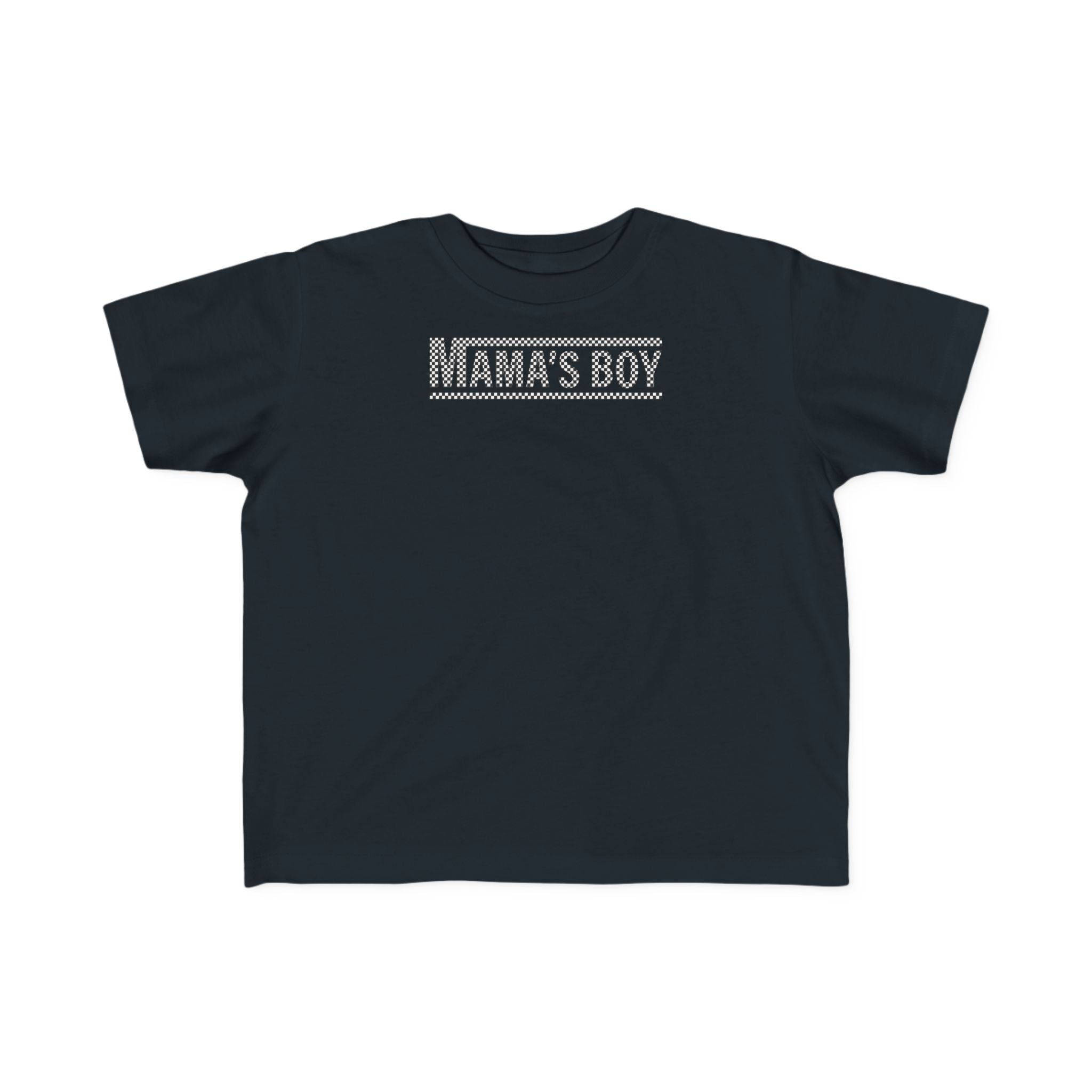 Black Checkered Mama's Boy Toddler Tee