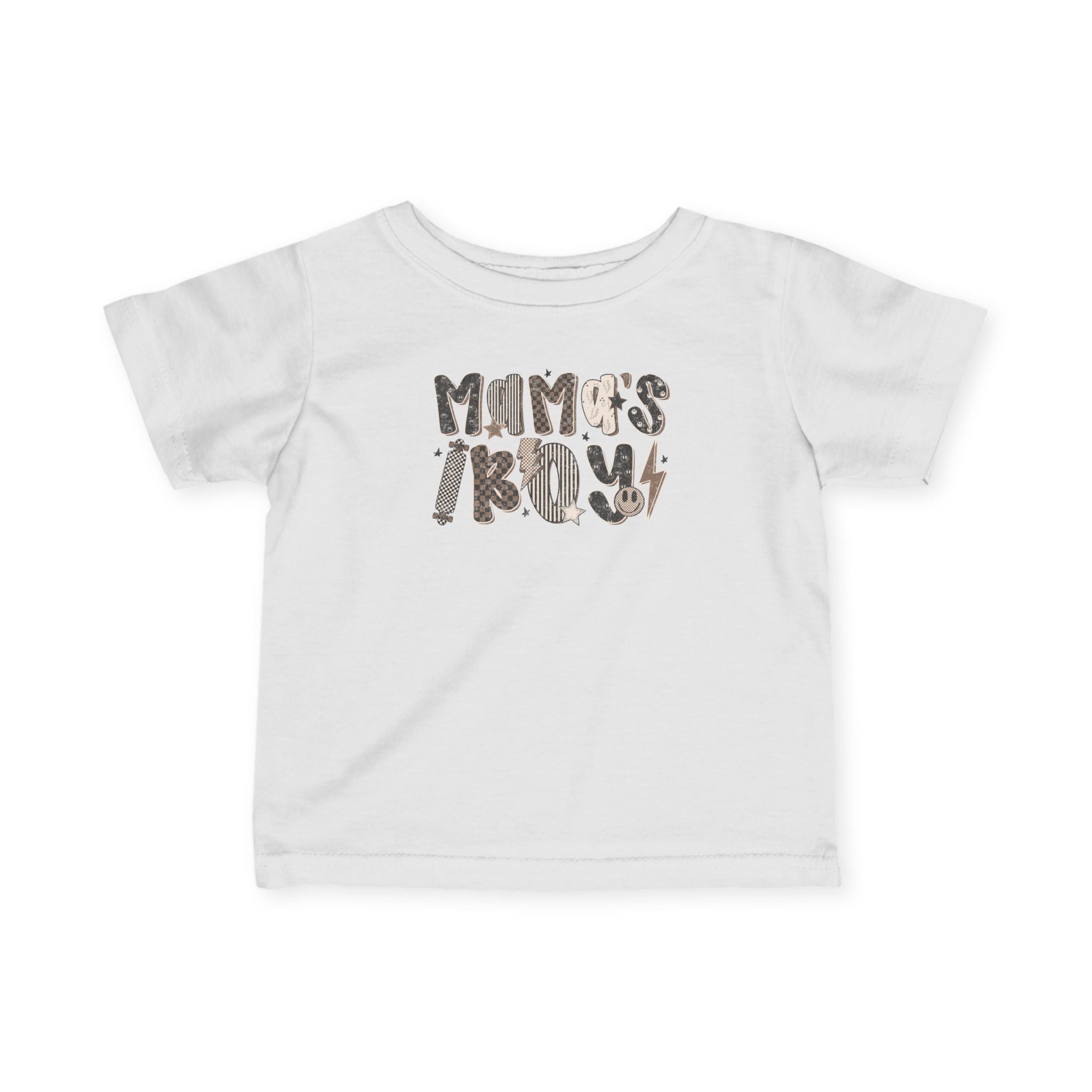 Infant Tee - Mama's Boy Grungy Smiley Face Tee