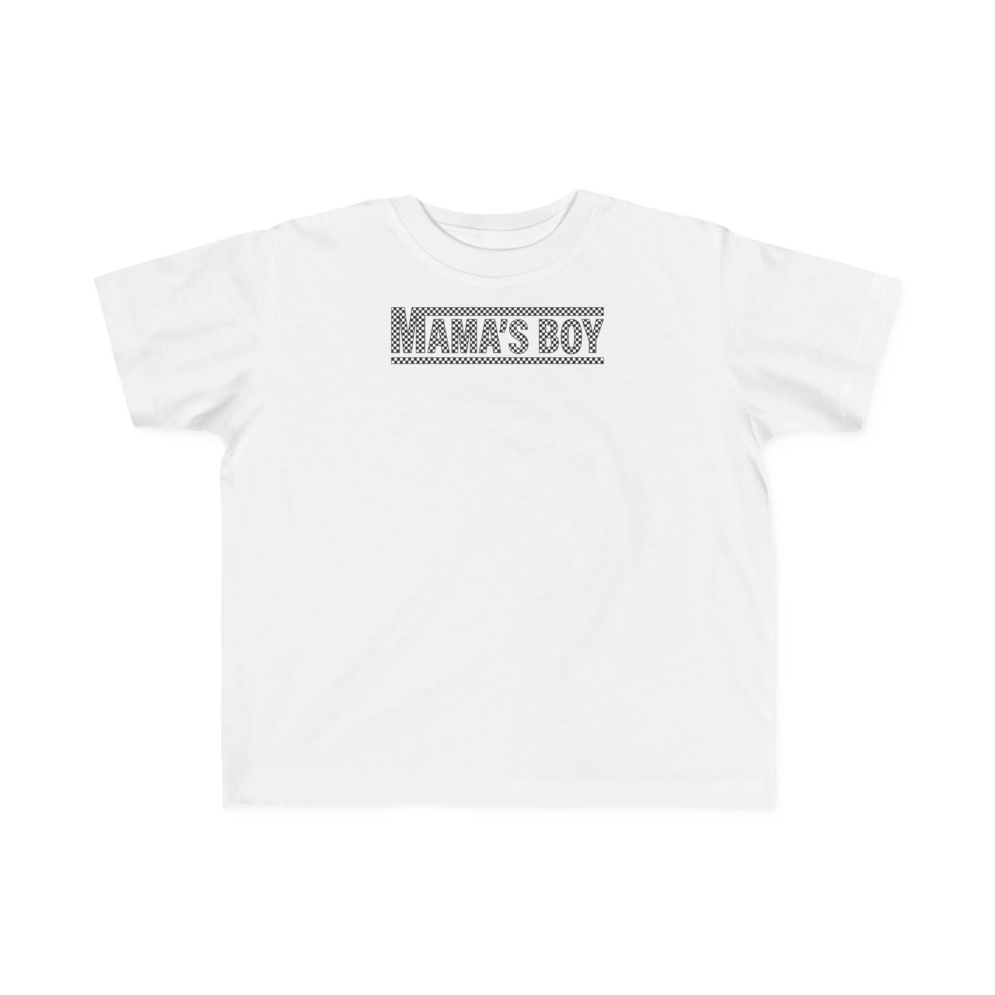 Black Checkered Mama's Boy Toddler Tee