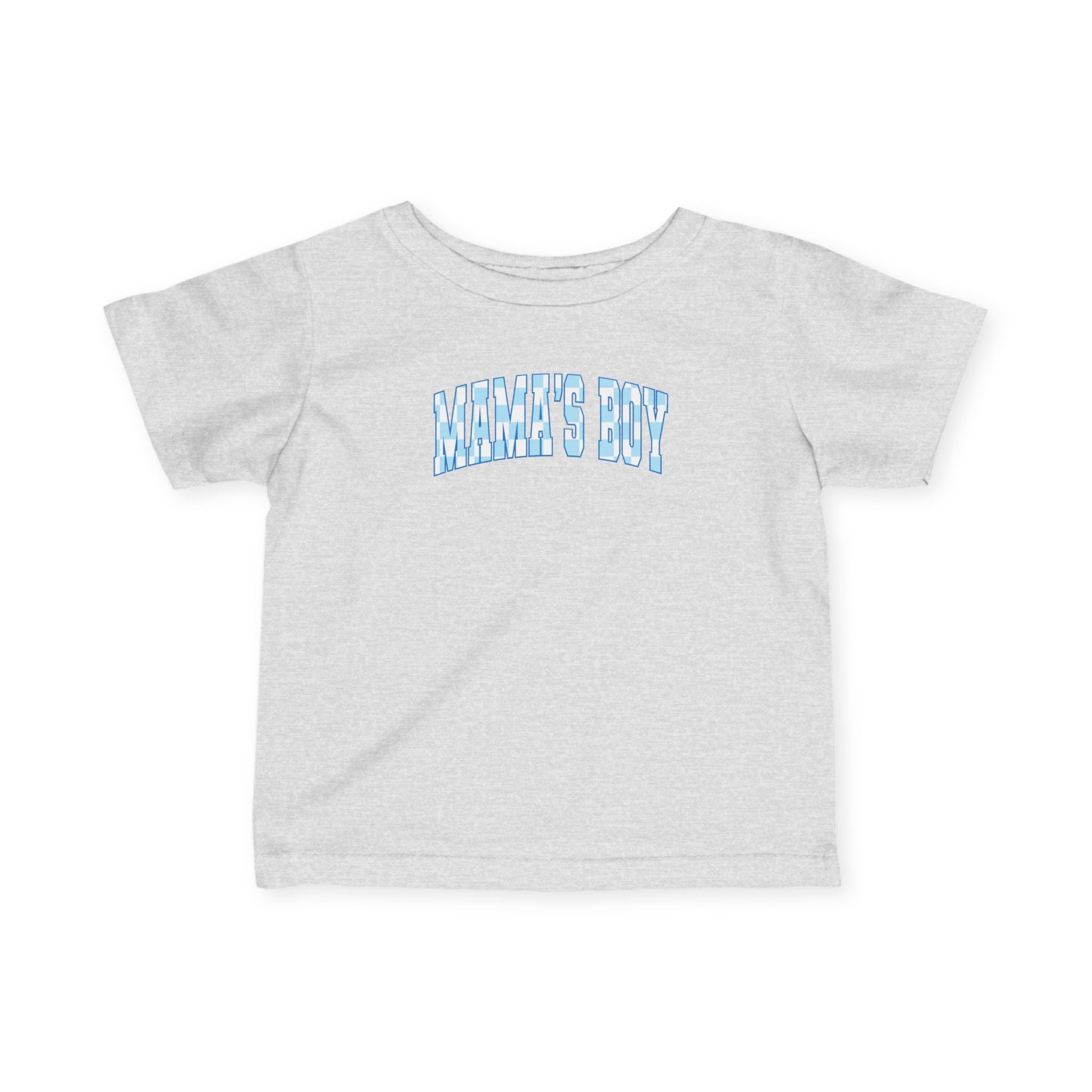 Blue Checkered Mama's Boy Infant Tee
