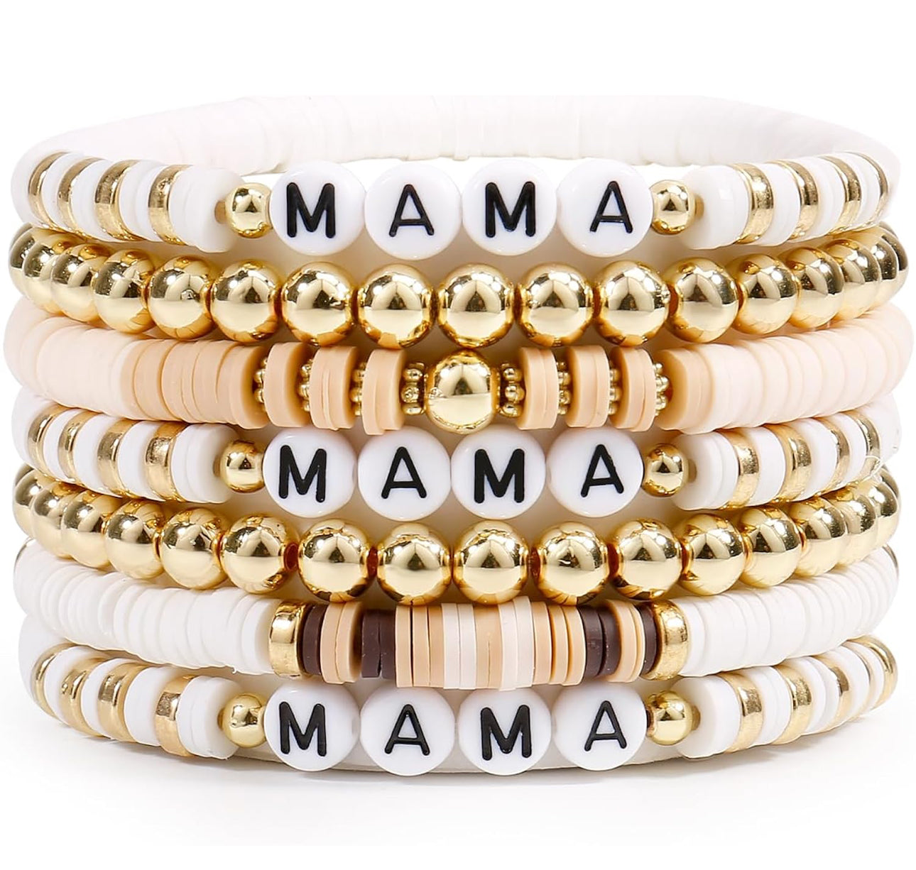 Mama Beaded Bracelet Stack – Set of 3